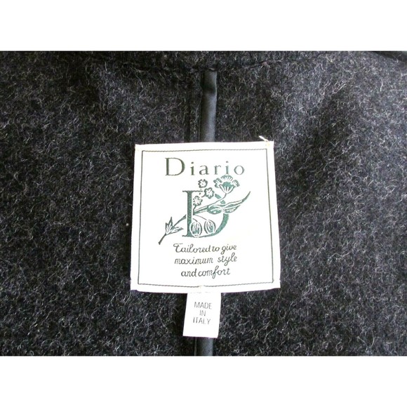 Designer Dario Italy Grey/Black Velvet Collar 100% Wool Long Cape Size M/L - Picture 8 of 11